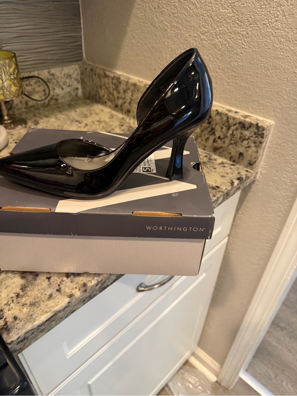 Worthington Black Patent Pointed Pump Heels
